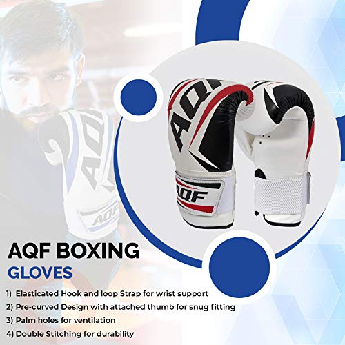 AQF Saco De Boxeo Guantes Boxeo, Cuero Guantes De Boxeo, Manoplas Boxeo Guantes MMA Kick Boxing, Muay Thai, Karate Boxeo Entrenamiento Guantes UFC Sparring (Negro)