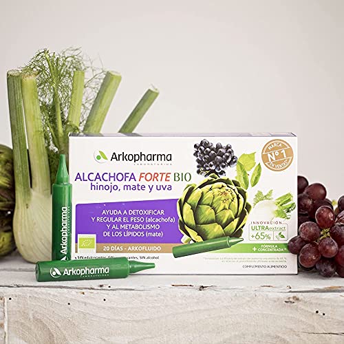 Arkopharma Arkofluido Alcachofa Forte BIO 20 Ampollas, Eliminar Toxinas del Organismo + Asesoramiento Nutricional, Complemento Alimenticio