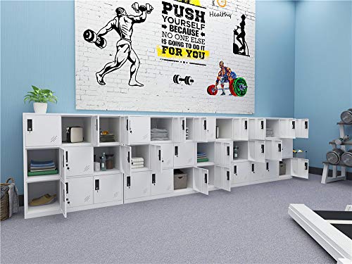 Armario de metal de 6 puertas para salas de estar y escuelas, casas, niños, dormitorios y oficinas, con cerradura, para ropa, blanca, de acero, blanca, 6