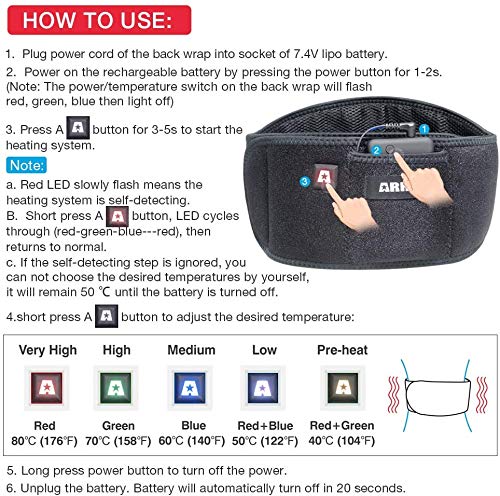 ARRIS Cinturón de calefacción eléctrica, cinturones de calor de espalda baja y almohadillas de calefacción para terapia lumbar para aliviar el dolor de los músculos abdominales del estómago