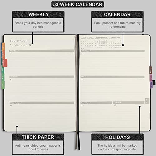 Artfan Agenda 2022, Agenda A4, 216x283mm, Enero 2022 a Diciembre 2022, 24 páginas de notas, Negro