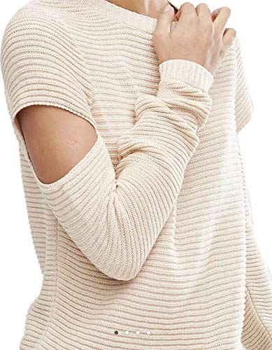 ASOS. Jersey de Punto Ondulado para Mujer con Mangas Cortas, Piedra Beige Piedra 36
