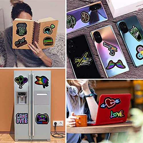 Ausikou Paquete de Pegatinas, Impermeable Neon Pegatinas Moto Graffiti Stickers Vintage para Laptop, Coche, Casco Bicicleta, Maleta, Vinilos para Portátiles