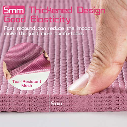 Avoalre Esterilla de Yoga Antideslizante Plegable, Colchoneta de Yoga PVC Antideslizante 5MM de Grosor Fácil de Doblar para Fitness Yoga Ejercicio Pilates Deportes para Mujer Hombre, 173x61CM, Rosa