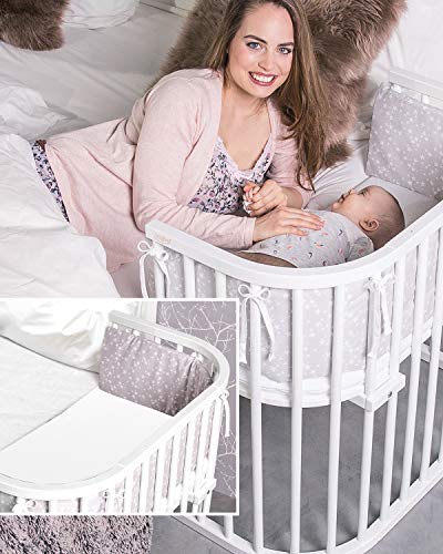 babybay 160152 Cuna Colecho De Madera De Haya Maciza Con Colchón Classic Soft Para El Día Y La Noche | Cuna Regulable En Altura & Ecológica | Cuna Que Crece Con El Niño, Blanco, Maxi