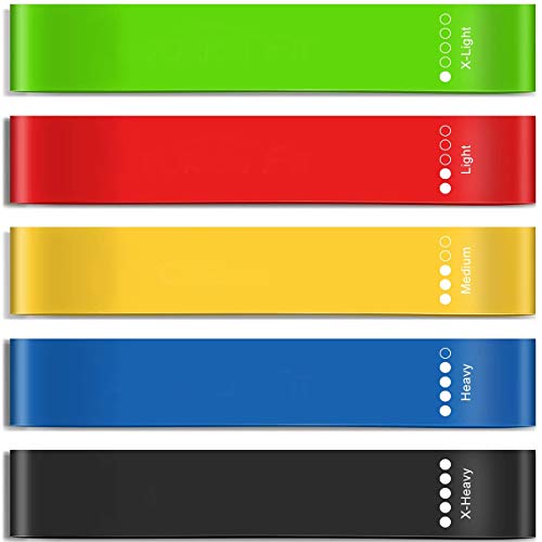 Bandas Elasticas de Fitness, 5 Tipos de Resistencia, Loop Bandas de Resistencia Látex Natural, Cintas Elásticas Fitness y Musculación Bandas para Yoga, Ejercicio de Cuerpo Completo