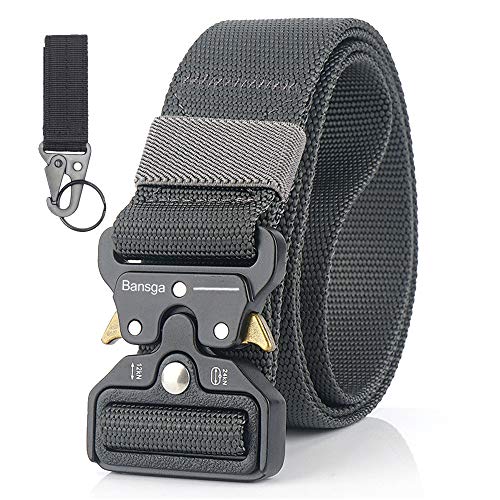Bansga Cinturón Táctico de los Hombres Estilo Militar con Nosotros Cinturón de Nylon de Alta Resistencia Para el Entrenamiento de Caza Ejército Que se Ejecuta(B-Azul)