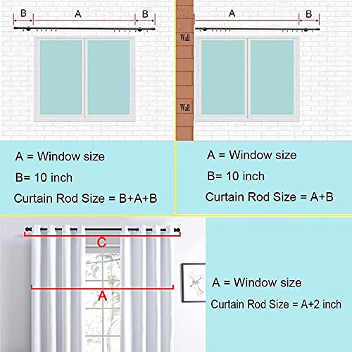Barra de Cortina, 76-228CM Barra para Cortinas Extensible con Terminales en Forma de Redondo en Acero Inoxidable, Barra de Cortina Decorativo para Ventana de Cocina/Negro