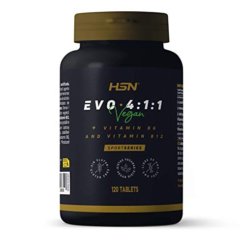 BCAA Evo 4:1:1 de HSN | Aminoácidos Ramificados con Ratio 4:1:1 (Leucina, Valina, Isoleucina) + Vitamina B6 y B12 | Vegano, Sin Gluten, Sin Lactosa, 120 tabletas