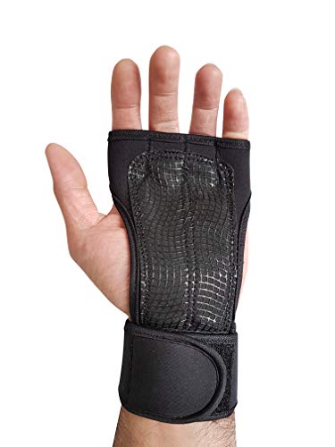 BEAR GRIP - Guantes de entrenamiento abiertos para crossfit, culturismo, calistenia, levantamiento de pesas (negro, L)