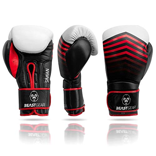 Beast Gear Guantes de boxeo - Guante Deportivo de piel genuina para hombre y mujer, perfecto para Boxeo, Kick Boxing, Muay Thai, Boxing y Sparring