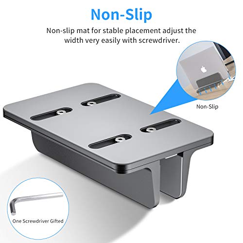 Bewahly Soporte Portátil Vertical, Vertical Soporte para Ordenador Portatil de Aluminio con Base Ajustable para Macbook Pro Air, HP, DELL, ASUS, Surface, Lenovo y Otros Portatiles, Laptop Stand, Gris