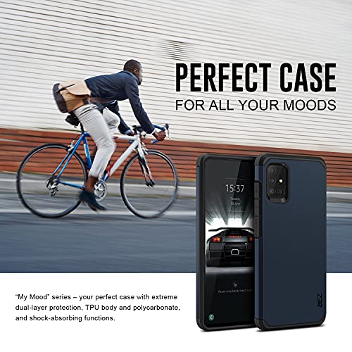 BEZ Funda Samsung A51, Carcasa Protectora para Samsung Galaxy A51 Antideslizante Híbrida Gota Protección, Cover Anti-Arañazos con Absorción de Choque Resistente, Azul Marino