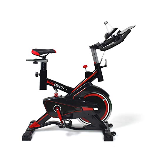 Bicicleta de spinning Bold 1600 con volante de 16 kg pantalla LCD, software de supervisión y soporte para tableta.