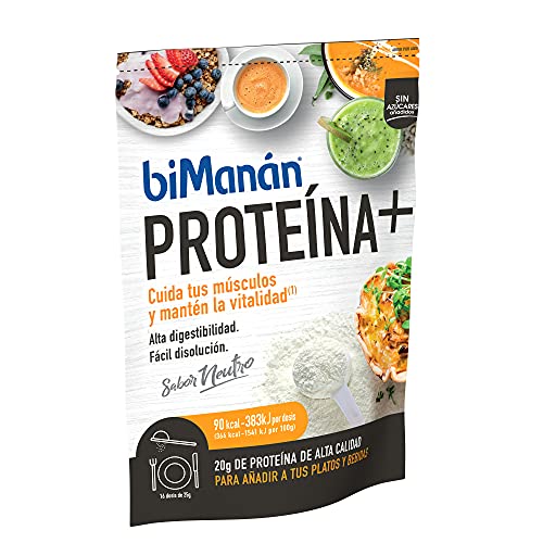 Bimanán Proteína+ para añadir a tus platos y bebidas y tonificar tu masa muscular. Sabor Neutro - 400g