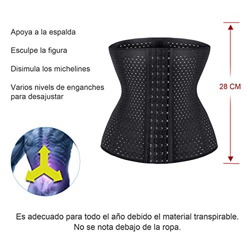 Bingrong Faja Corset Cintura Reductora Mujer Waist Trainer Corset Faja Cintura Entrenador Corset Faja Reductora Corsés para Mujer Cintura Reductora Transpirable (Negro, Medium)