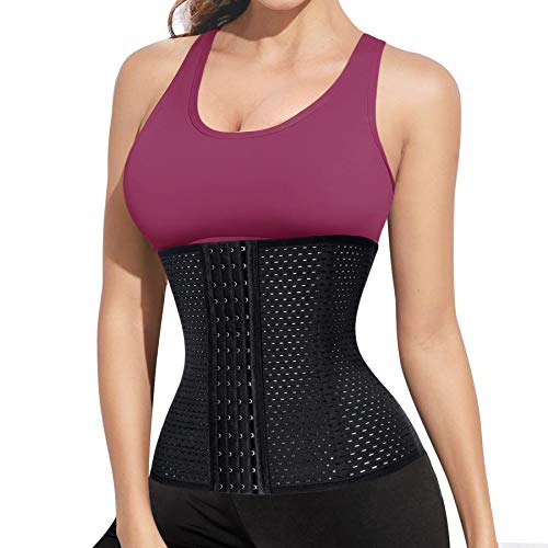 Bingrong Faja Corset Cintura Reductora Mujer Waist Trainer Corset Faja Cintura Entrenador Corset Faja Reductora Corsés para Mujer Cintura Reductora Transpirable (Negro, Medium)