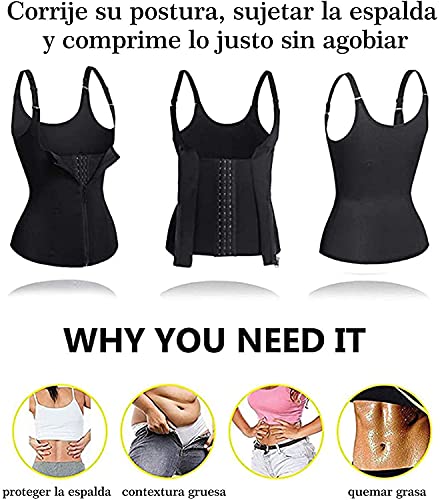 Bingrong Ropa Faja Reductora Mujer Adelgazante Lencería Moldeadora Shapewear Body Waist Trainer Corse de Abdomen Chaleco Moldeador Mujer (Negro, X-Large)