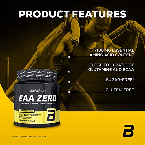 BioTechUSA EAA Zero Suplemento dietético con sabor, bebida en polvo con aminoácidos esenciales, L-glutamina y edulcorantes, 350 g, Naranja-Mango