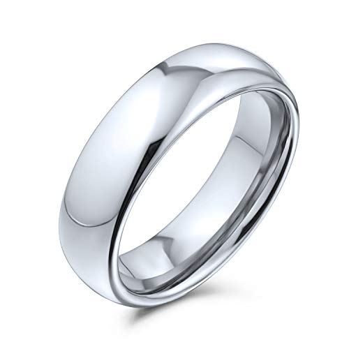 Bling Jewelry Domo Boda Parejas Banda Anillos De Tungsteno En Tono Plateado Pulido Comfort Fit 6Mm Grabado Personalizado
