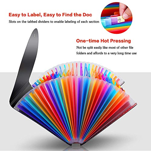 BluePower Carpeta Clasificadora/Archivador Acordeon 24 Bolsillos Carpetas con Fundas de Plastico,Colores Acordeón Separadores Archivadora,A4 Archivadores Papeles Clasificador Documentos Organizador