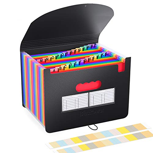 BluePower Carpeta Clasificadora/Archivador Acordeon 24 Bolsillos Carpetas con Fundas de Plastico,Colores Acordeón Separadores Archivadora,A4 Archivadores Papeles Clasificador Documentos Organizador