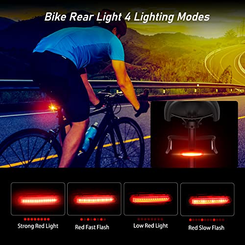 Blukar Luz Bicicleta LED, Super Brillante Luz Delantera Bicicleta Recargable USB, Impermeable Luces Bicicleta Delanteras y Traseras, Luces Seguridad Noche para Ciclismo
