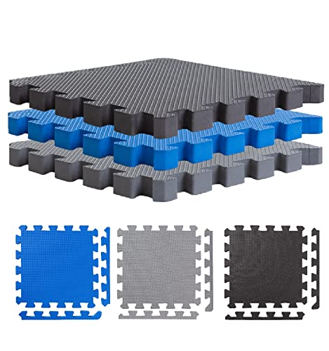 BodenMax Esterilla puzzle de espuma EVA para suelos de gimnasio | Colchoneta de goma para ejercicio yoga tatami gym piscina | Alfombra protectora para cintas de correr | Color Antracita | 6 piezas