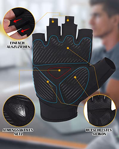 boildeg Guantes Gimnasio Hombre Mujer,Guantes Pesas Gym Guantes Fitness Transpirable con Protección Completa de Muñeca y Palma para Crossfit Levantamiento de Pesas Musculación (Sin muñequera, L)