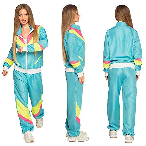Boland 88537 – Disfraz de chándal de los años 80 con bolsillos, chaqueta y pantalón, traje de campamento, traje de jogging, despedida de soltero, estilo retro, atletas, disfraz de grupo