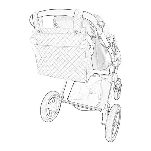 Bolso para Silla de Paseo - Talega para silla de Paseo Rosy Fuentes- Incluye Asa larga para el hombro, bolsillos interiores y Lazos - Limpieza Sencilla 0-blanco