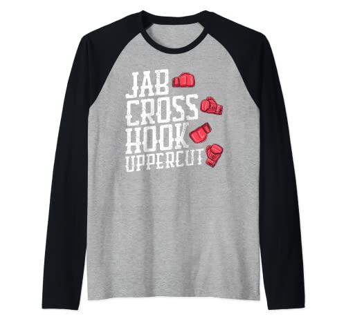 Boxeo Jab Hook Cross Uppercut Punch Tipos Entrenamiento Sparring Camiseta Manga Raglan