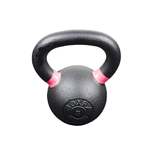 BOXPT equipment Kettlebell en Hierro Powder Coated 8kg, Negro y Rosa
