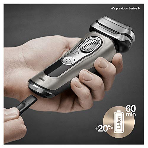 Braun Serie 9 9385cc de última generación, afeitadora de barba eléctrica para hombre, estación de limpieza y carga, funda de cuero, grafito, idea de regalo para hombre