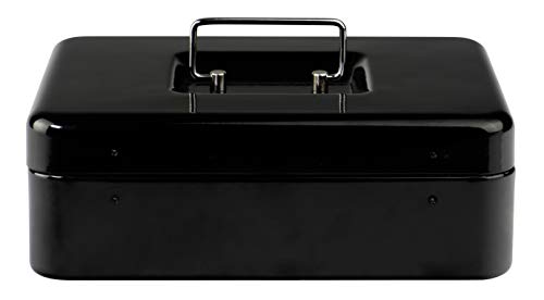 BURG-WÄCHTER Caja de caudales con cerradura de llave y bandeja para dinero, Chapa de acero, Money 5025, Negro