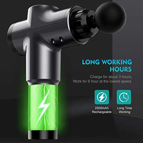 BURNNOVE Masajeadores Eléctricos de Mano Músculo de Masaje Portátil 2500mAh 99 Velocidades Bajo Ruido Pantalla Táctil LED con 7 Cabezas Reemplazables Bolsa de Almacenamiento