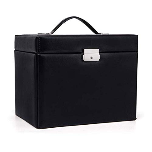 Cajas de joyería Caja de joyería multifuncional Cuero de imitación Franela de leña Madera de gran capacidad Espejo Multilapa Bloqueo europeo Anillo Pendientes Collar Reloj de almacenamiento Gift 4 Col