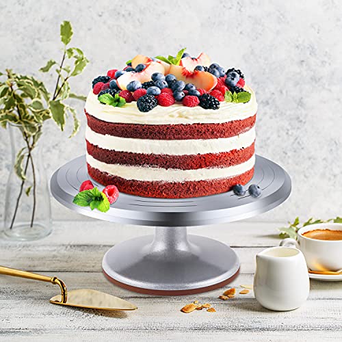 Cake Turntable Stand Soporte de Plato Giratorio, Ohuhu Juego de Accesorios para Hacer Pasteles de Plato Giratorio de aleación de Aluminio de 12 inch