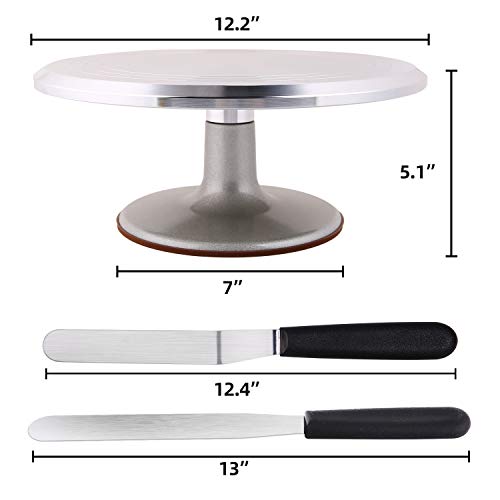 Cake Turntable Stand Soporte de Plato Giratorio, Ohuhu Juego de Accesorios para Hacer Pasteles de Plato Giratorio de aleación de Aluminio de 12 inch
