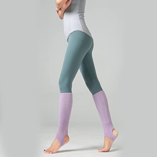Calentadores de piernas de estribo para mujer, niñas, puños de punto acanalados, color sólido, hasta la rodilla, calcetines para ballet latino, yoga,
