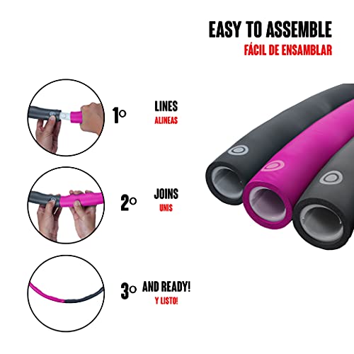 Calma Dragon Hula Hoop TB0802, Aro de Gimnasia, Aro de Fitness Desmontable, para Deporte, Ejercicio, para Adultos y Niños, 6 Secciones, Profesional, Entrenamiento en casa (Rosa y Gris)