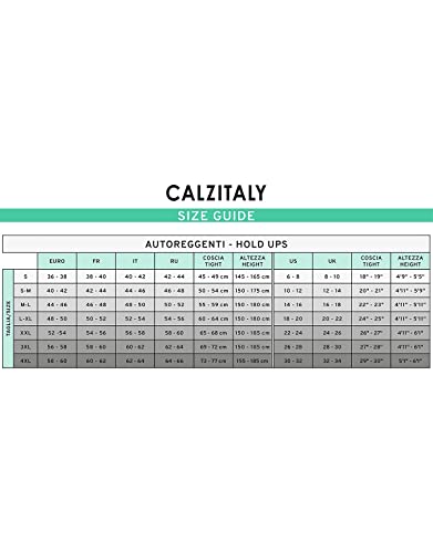 CALZITALY Medias para Liguero, Pantys Transparerentes de Mujer | S, M, L, XL, 2XL, 3XL, 4XL | Negro, Natural | 15 DEN | Made in Italy (S, Negro)