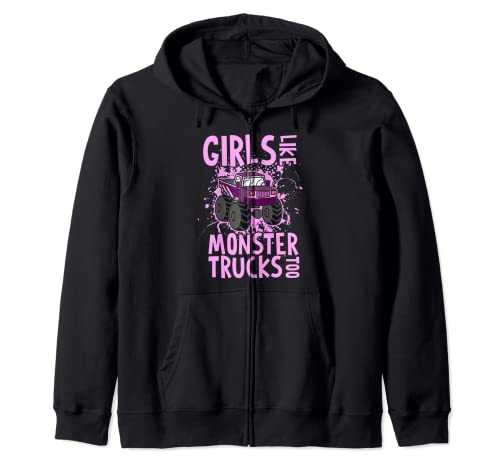 Camión Monstruo Rosa Coche De Músculos Chicas Mujer Chica Sudadera con Capucha