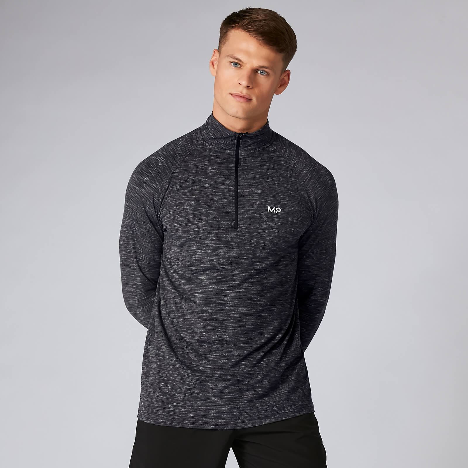 Camiseta de rendimiento con cremallera ¼ para hombre - Carbón - L