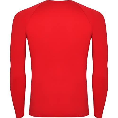 Camiseta Térmica Manga Larga | Niño | Tejido técnico Profesional | Transpirable | Unisex (Rojo, 8)