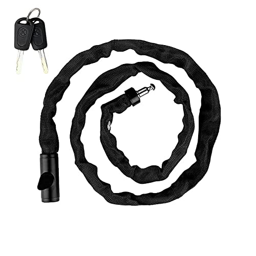 Candado de Bicicleta, Candado de Bicicleta con Llave, Candado de Cadena de Seguridad para Bicicletas de 6 mm de Grosor, para Bicicletas, Motocicletas, Scooters (120 cm, Negro)