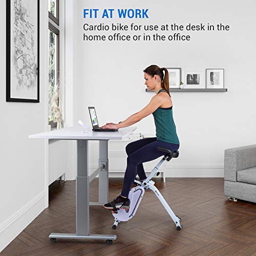 Capital Sports Azura Desk Bike - pedaleador, pedaleador electrico, bicicleta para cardio para oficina, volante de inercia de 7,5 kg, MagResist 8 niveles, pedalear sentado, consola de mesa, blanco