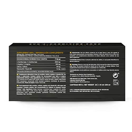 Carnitina Líquida de HSN Evo L Carnitine 3000 | Con L-Carnitina + Arginina + Cafeína + Vitamina B6 | Vegetariano, No-GMO, Sin Gluten, Sin Lactosa | Sabor Limón ​| 20 Viales de 10m