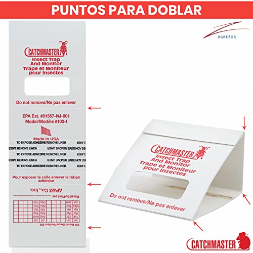 Catchmaster 100i - 30 Piezas - Seguimiento de máxima calidad, trampas cucarachas adhesivas fabricadas en Estados Unidos, Sin veneno ni biocidas, Medio contra Cucarachas grillos, dermápteros, arañas