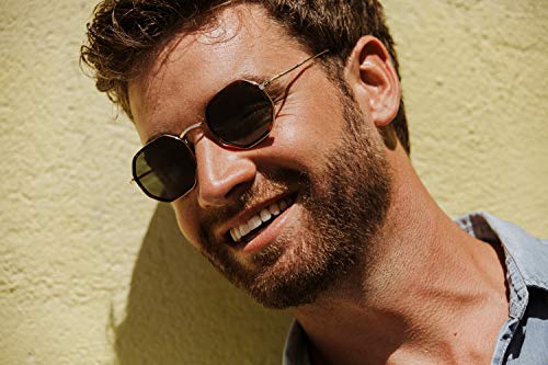 Cheapass Sunglasses - Gafas de sol pequeñas con marco de Metálicas dorado octogonal con estampado de leopardo alrededor de las lentes verdes con protección UV400 para hombre y mujer